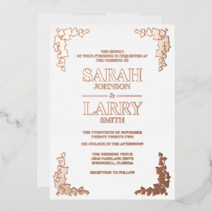 Ivy Elegant Roos Gold Traditional Wedding Folie Uitnodiging
