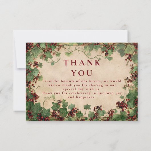 Ivy en bessen bruiloft Bedankkaart (Voorkant)