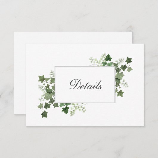Ivy en Fern bruiloft details behuizing Kaart (Voorkant / Achterkant)