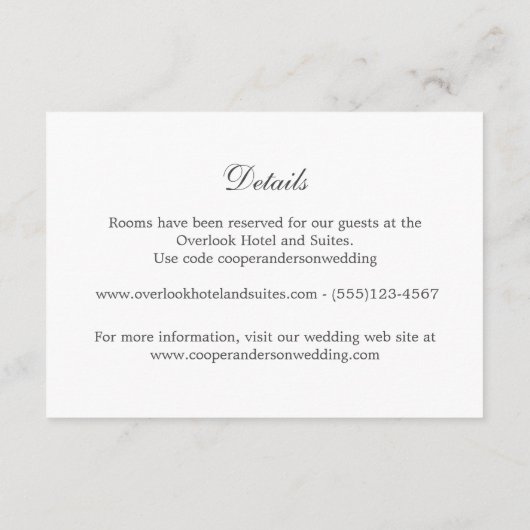 Ivy en Fern bruiloft details behuizing Kaart (Achterkant)