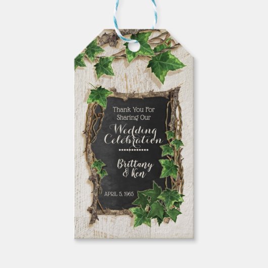 Ivy en Willow bruiloft Cadeaulabel (Voorkant)