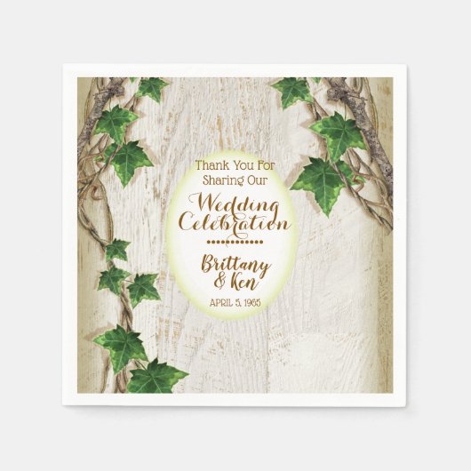 Ivy en Willow bruiloft Servet (Voorkant)