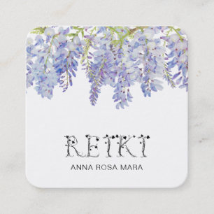 *~* Ivy Floral Wisteria Flower Waterverf REIKI Vierkante Visitekaartje