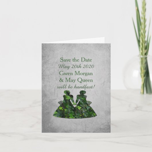 Ivy Green Dames Lesbisch Handvasten Save the Date (Voorkant)