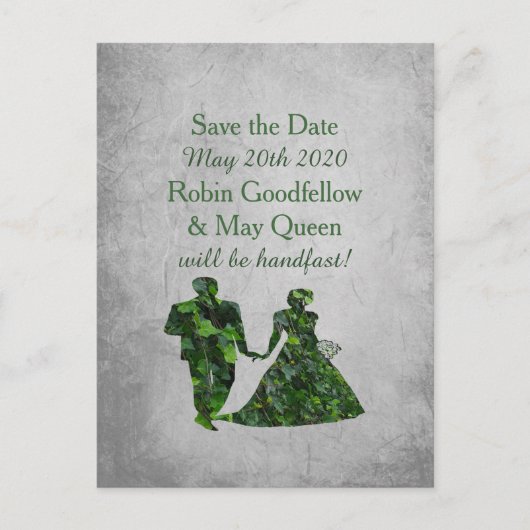 Ivy Green Man & Lady Handfasting Bewaar de datum Aankondigingskaart (Voorkant)