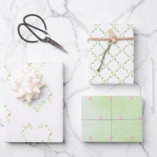 Ivy Hearts, Trellis en Stippen Assortiment Inpakpapier Vel