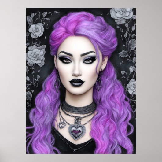 Ivy in Lavendel gekleurde potlood Fantasy Fine Art Poster (Voorkant)