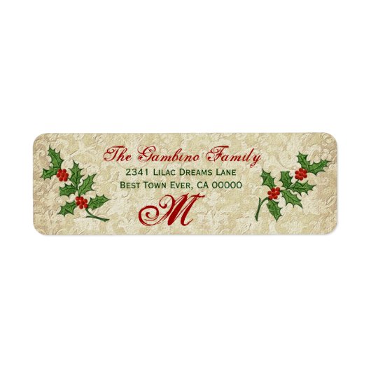 Ivy Kerst Holly Monogram Etiket (Voorkant)