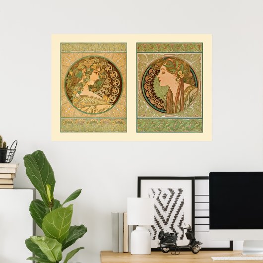 Ivy Laurel Portraits de mode Alphonse Mucha Poster (Bureau à domicile)