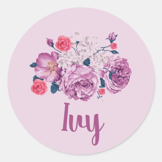 Ivy Name Floral Custom Flower Étiquettes Fille Vin (Devant)