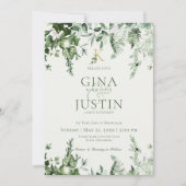 Ivy & Sage Monogram Faire-part de mariage vert fon (Devant)