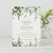 Ivy & Sage Monogram Faire-part de mariage vert fon (Debout devant)