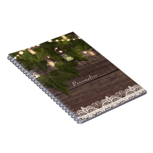 Ivy & String Lights Mason Jar Rustic Elegant Notitieboek (Rechterzijde)