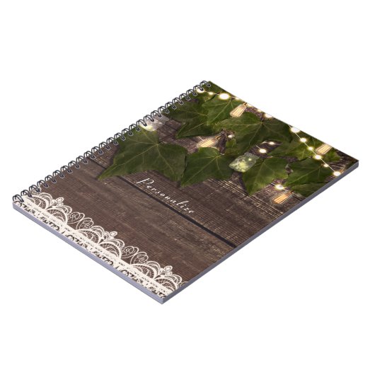 Ivy & String Lights Mason Jar Rustic Elegant Notitieboek (Linkerzijde)