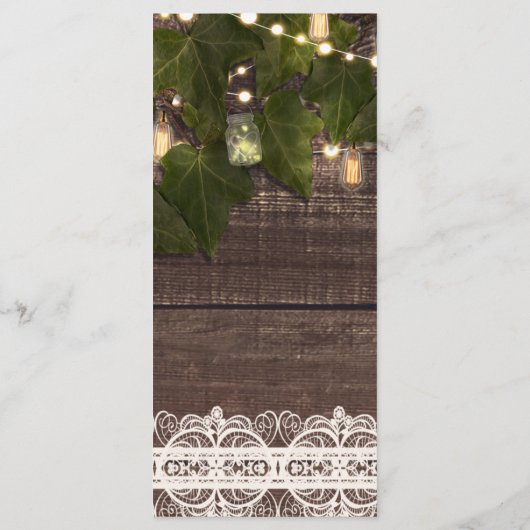 Ivy & String Lights Mason Jar Rustic Party Menu (Dos)