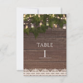 Ivy & String Lights Mason Jar Rustic Table Number Kaart (Voorkant)