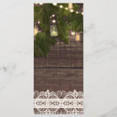 Ivy & String Lights Mason Jar Rustieke Partijmenu Menu (Achterkant)
