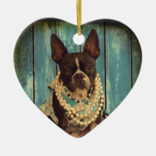 Ivy the Boston Terrier Keramisch Ornament