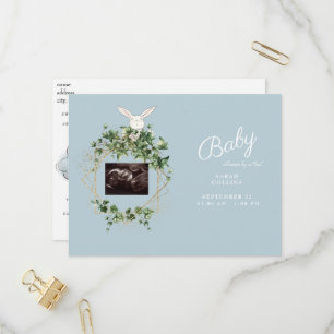 Ivy Ultrasound Photo Boy Baby shower door Mail Bun Uitnodiging Briefkaart