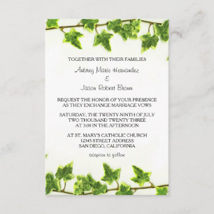 Ivy vert - Faire-part de mariage 3x5