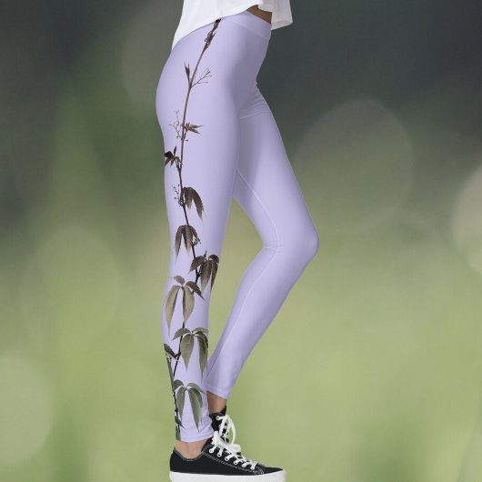 Ivy vert sur Lilac Purple Leggings personnalisés
