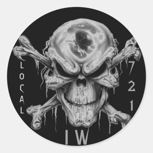 IW SKULL & CrossBones, LOKALE, 721 Ronde Sticker (Voorkant)