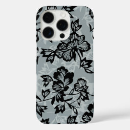 Iwalani  Hawaiian Charcoal Gray Floral iPhone 16 Pro Hoesje