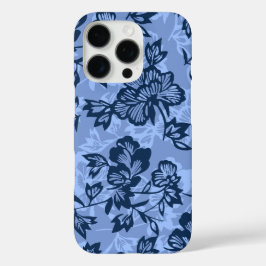 Iwalani  Hawaiian Denim Blue Floral iPhone 16 Pro Hoesje