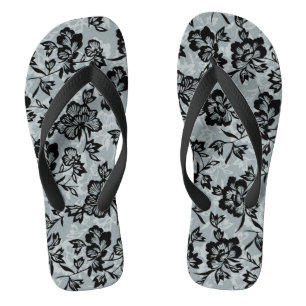 Iwalani  Hawaiian Floral - Zwart Teenslippers