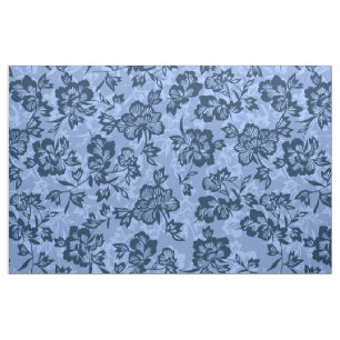 Iwalani Vintage Hawaiaanse Blauwe Bloemen Stof