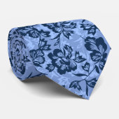 Iwalani Vintage Hawaiian Floral - Blue Stropdas (Opgerold)