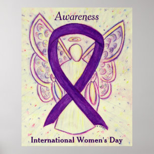 IWD Awareness Ribbon Purple Angel Poster Art Impri