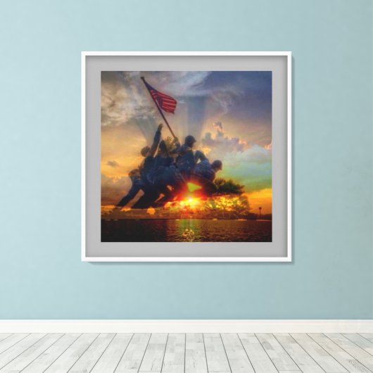 Iwo Jima-afbeelding Canvas Afdruk (Insitu (Houten vloer))