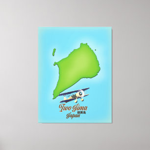 Iwo Jima Japan-eilandkaart Canvas Afdruk