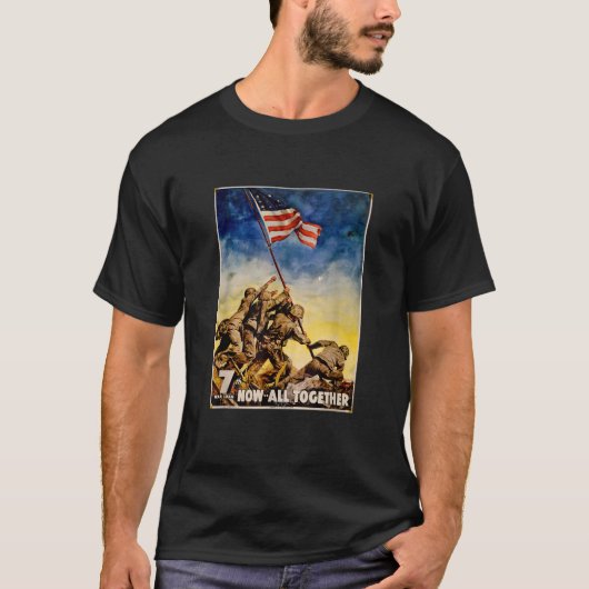 Iwo Jima Retro WW2 Amerikaanse vlag Raising T Shir T-shirt (Voorkant)