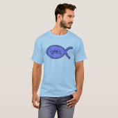 IXOYE Christelijk vissymbool - Blauw perkament T-shirt (Voorkant volledig)
