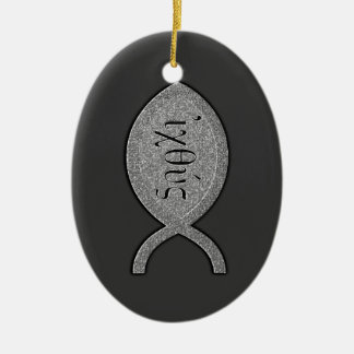 IXOYE Christelijk vissymbool - Steeneffect Keramisch Ornament