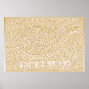 IXTHUS Christelijk vissymbool - Goud Poster