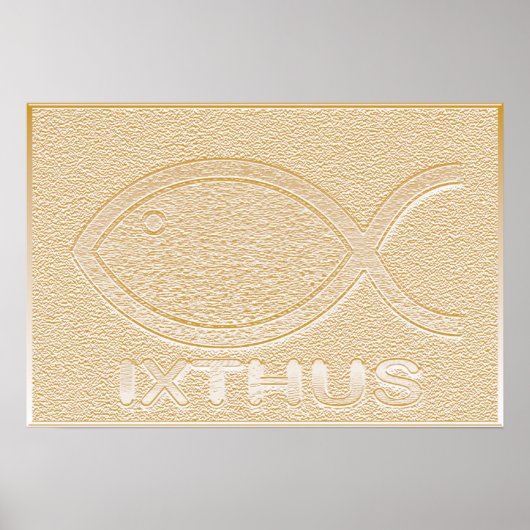 IXTHUS Christelijk vissymbool - Goud Poster (Voorkant)