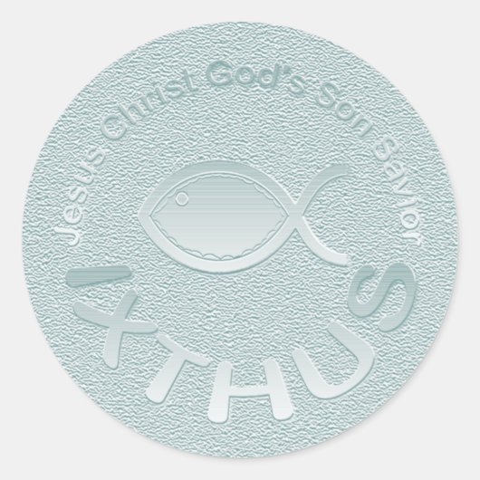 IXTHUS Christelijk vissymbool - SILVER Ronde Sticker (Voorkant)