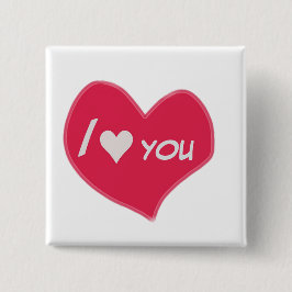 “I🤍You Heart – Cute Romantic Gift Design” Vierkante Button 5,1 Cm