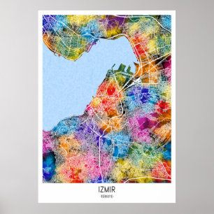 İzmir Türkiye Stadsplattegrond Poster