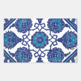 Iznik Floral Etnische Tribale Turks Mosaic Pottery Rechthoekige Sticker
