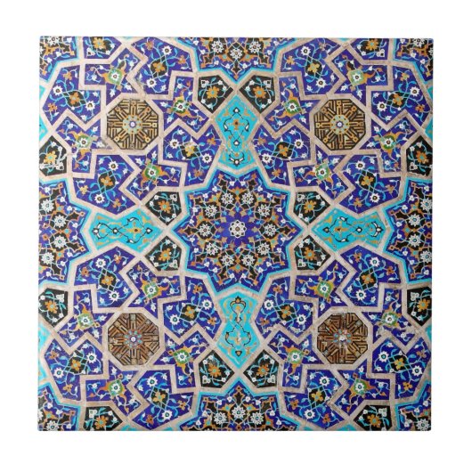 Iznik Floral Etnische Tribale Turks Mosaic Pottery Tegeltje (Voorkant)