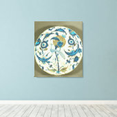 Iznik gerecht geschilderd met een pauw tussen fl canvas afdruk (Insitu (Houten vloer))