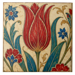 Iznik Rode Tulp Bloemrijke Ottomaanse Kunst Tegeltje