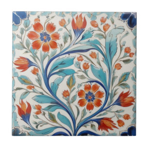Iznik Turks Bloemen Groen Blauw Sinaasappel Rode B Tegeltje