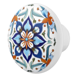Iznik Turks Traditioneel Sinaasappel Rood Blauw Bl Keramische Knop