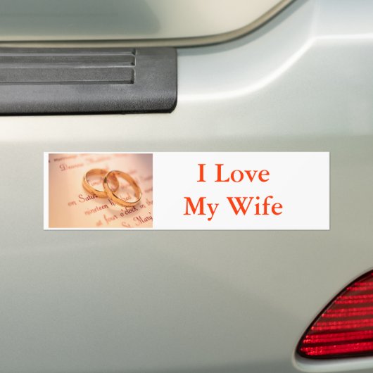 j0341738, ik hou van mijn vrouw bumpersticker (Op auto)