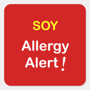 j4 - Allergie Alert - SOY. Vierkante Sticker